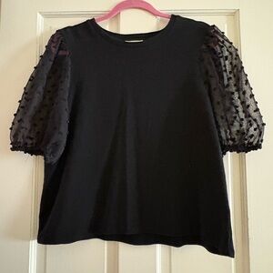 Anthropologie Maeve Black Woven Puff Sleeve Top
